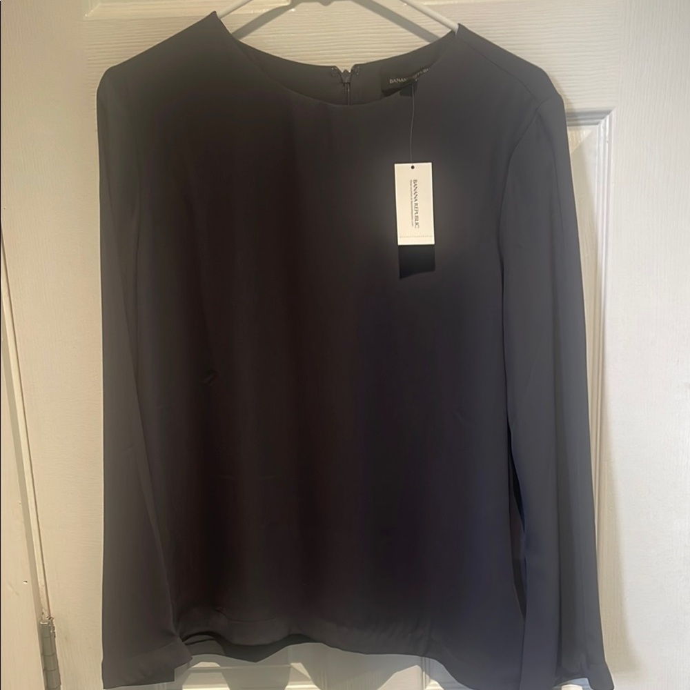 Black Fitted Long Sleeve Blouse